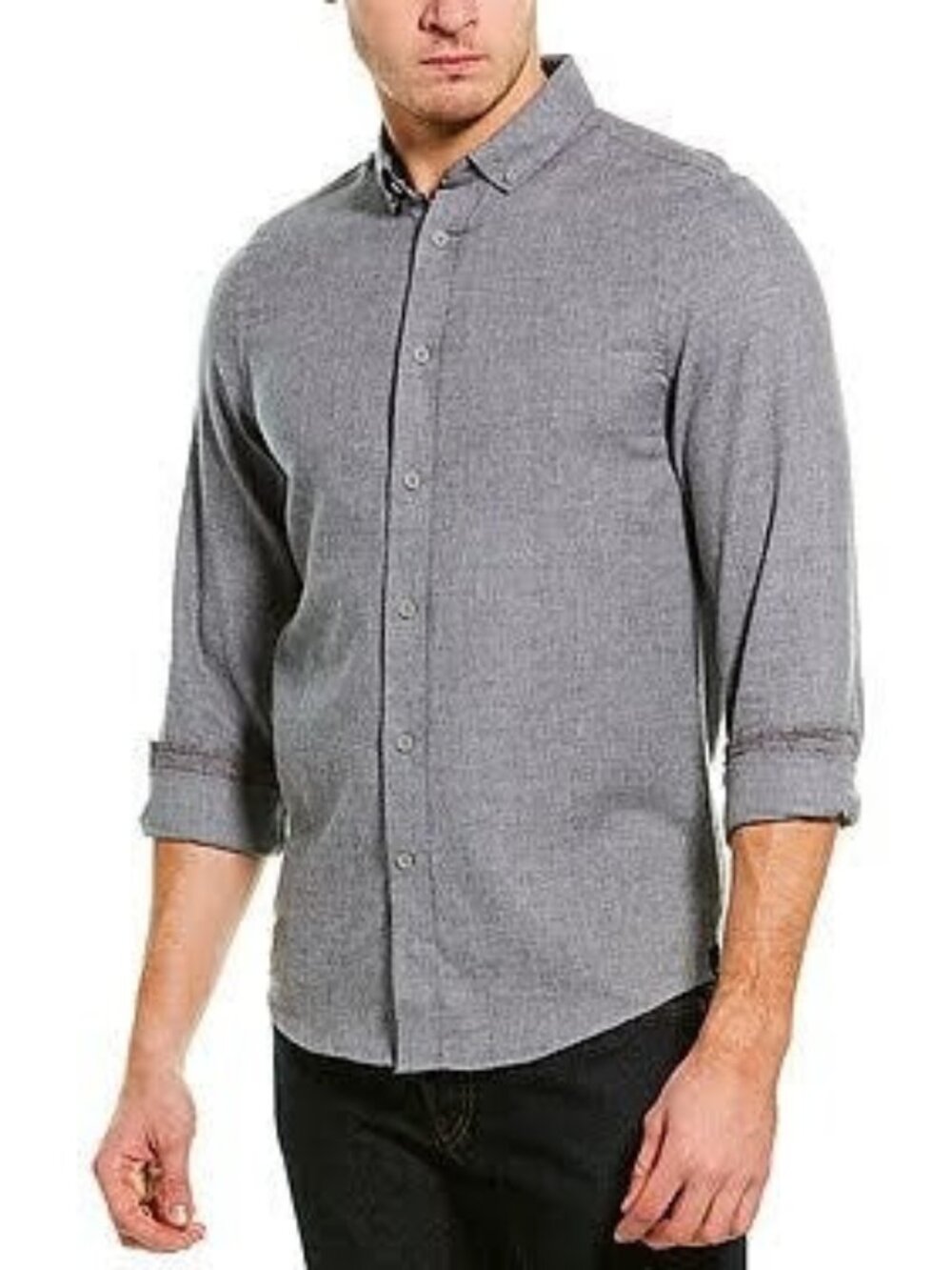 Report Collection Heritage Grey Flannel Button Up Shirt/0179